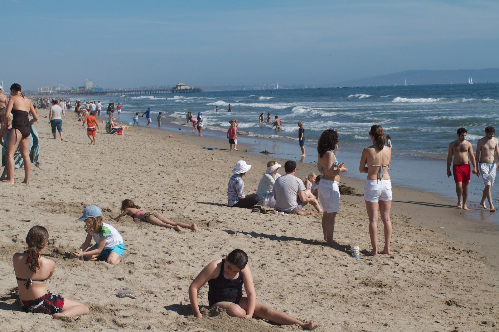 Santa Monica State Beach Crowded Spring Day