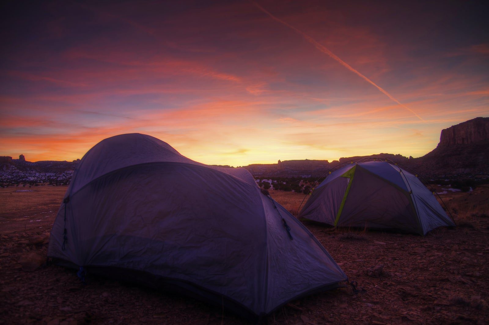 Tent Camping in Utah USA Sunset