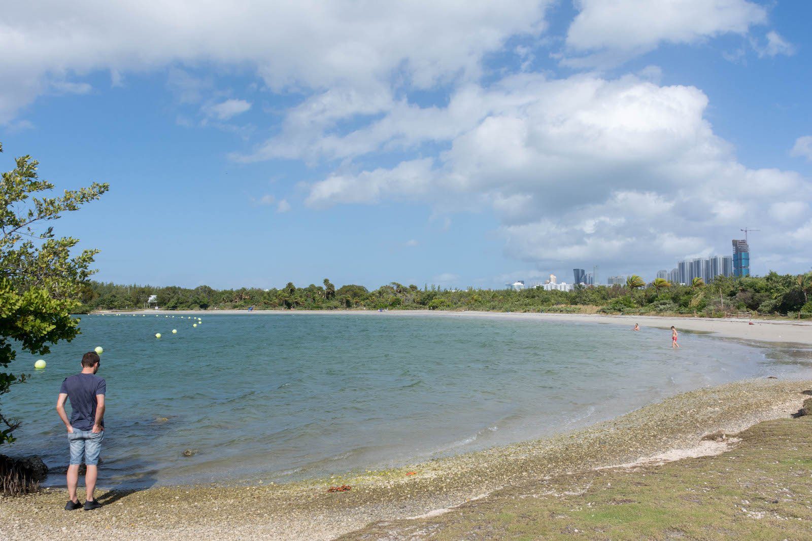 Image of a visitor looking into the water at Oleta River State Park, Florida