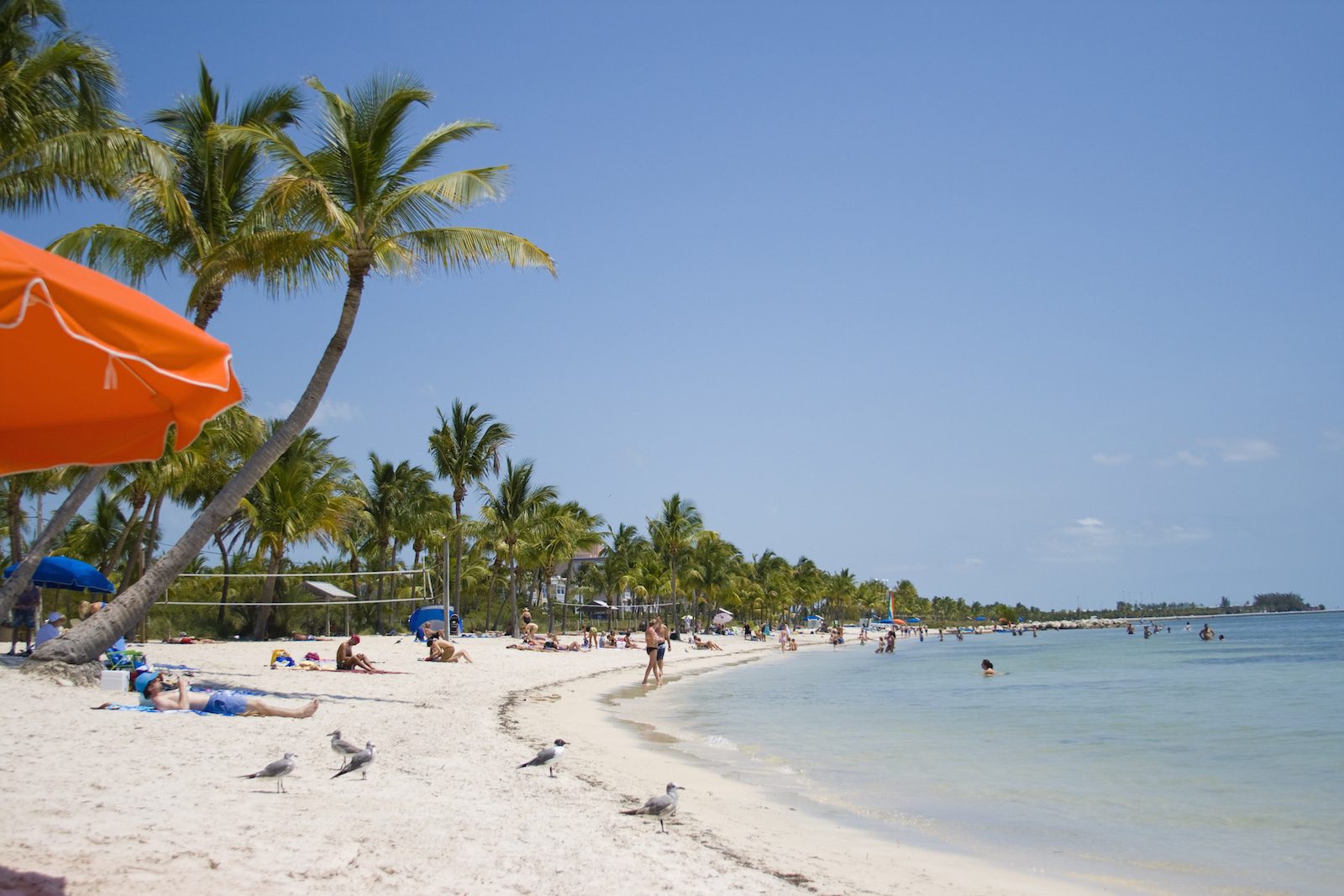 Image of beachgoers at Smathers Beach, Key West, Florida