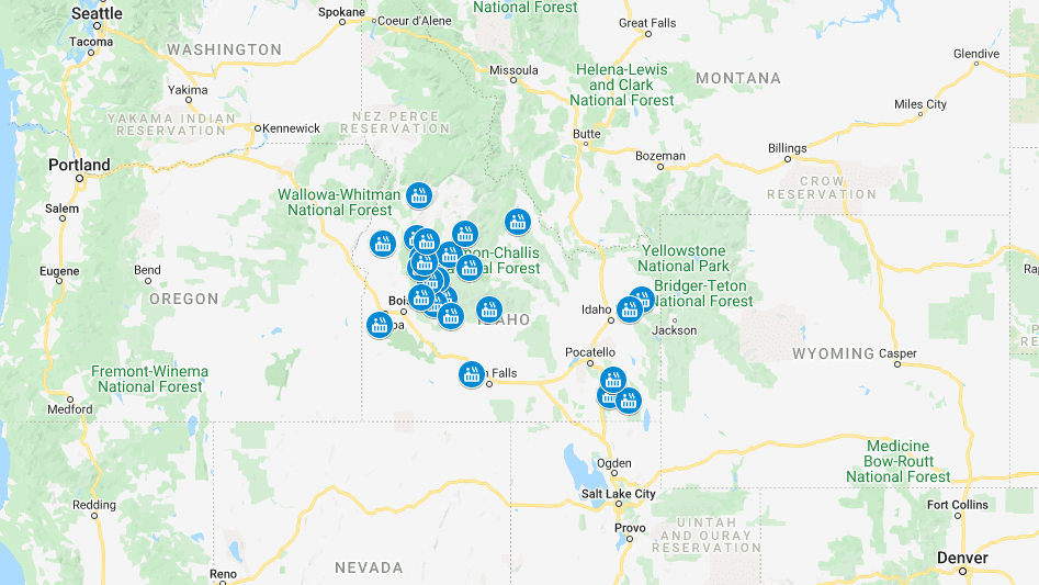 Idaho Hot Springs Map