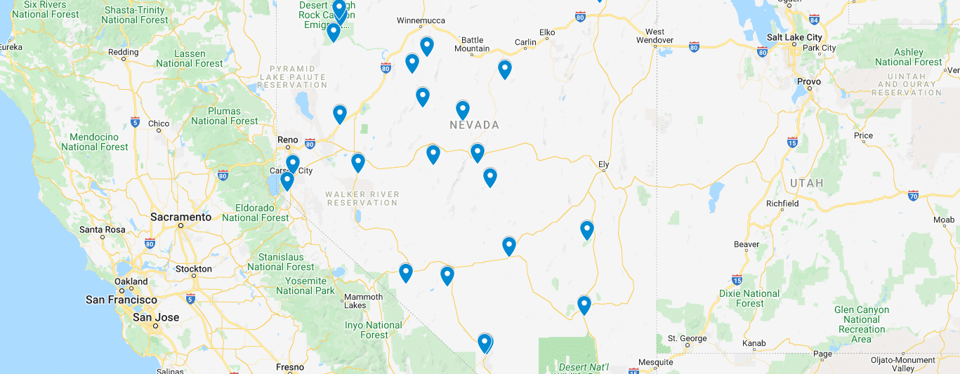 Nevada Hot Springs Map