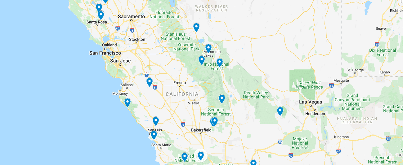 hot springs in California map
