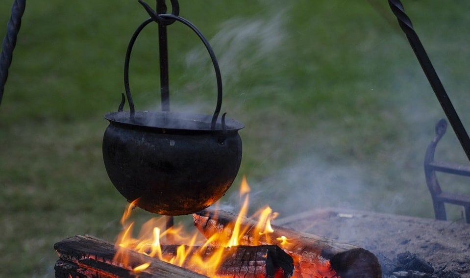 Wisconsin Camping - Cooking over a fire