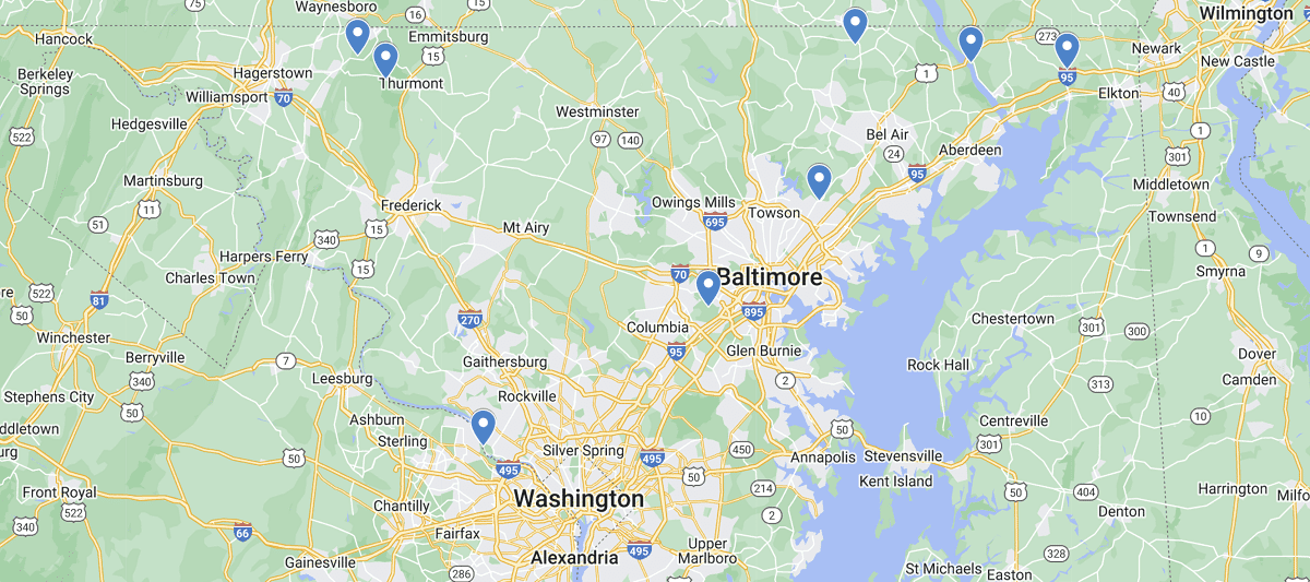 Maryland Waterfalls Map