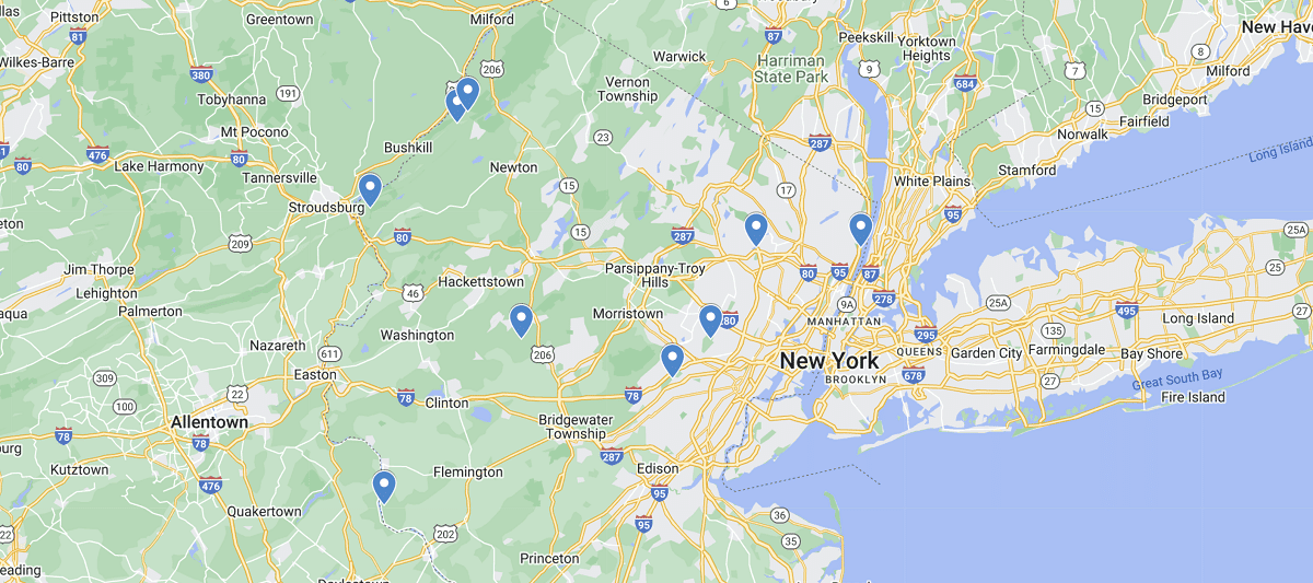 New Jersey Waterfalls Map